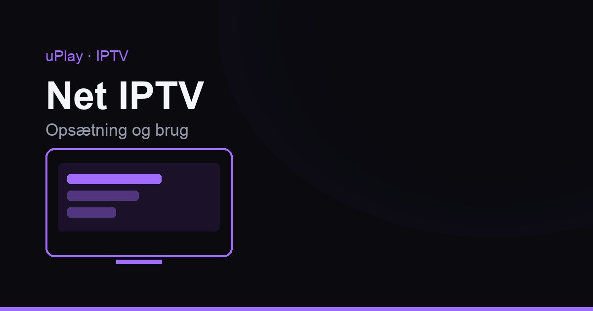 Smart TV i en stue med Net IPTV-appen åben og enhedsnøglen synlig på startskærmen