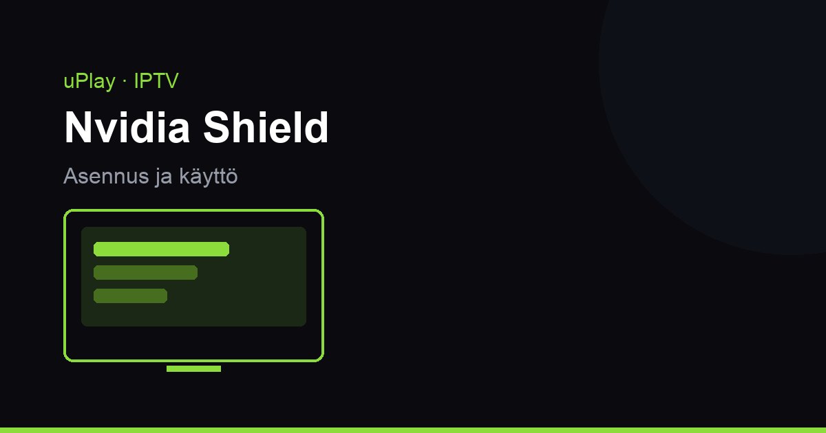 Nvidia Shield TV verkkokaapelilla kytkettynä, taustalla televisiossa IPTV-soittimen ohjelmaopas