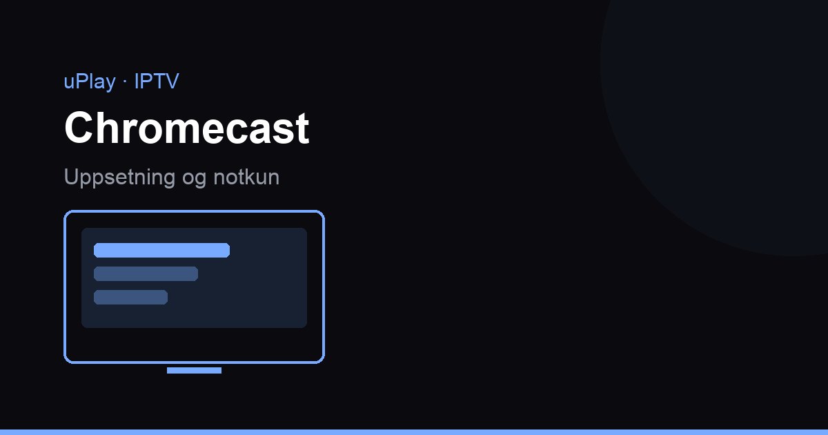 Chromecast með Google TV tengt sjónvarpi með IPTV rásalista á skjánum og fjarstýringu í forgrunni