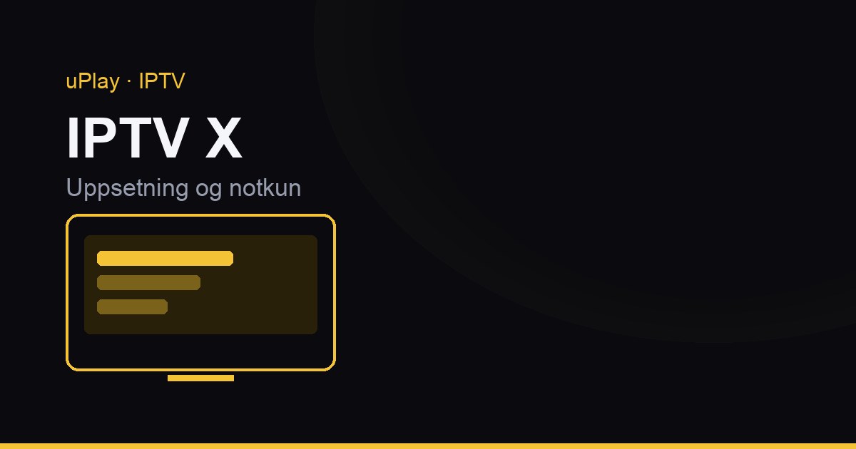 IPTV X opið á snjallsjónvarpi með veggspjöldum, rásalista og leitarreit