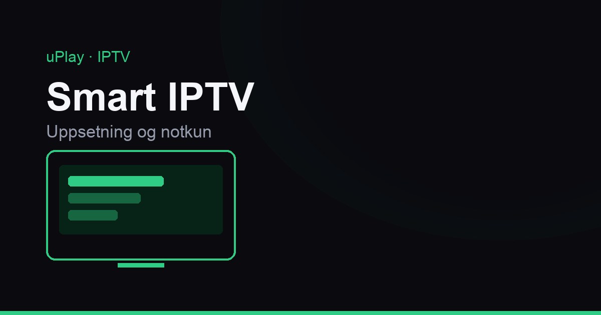 Samsung snjallsjónvarp með Smart IPTV forritinu opnu og MAC-tölu tækisins á upphafsskjánum