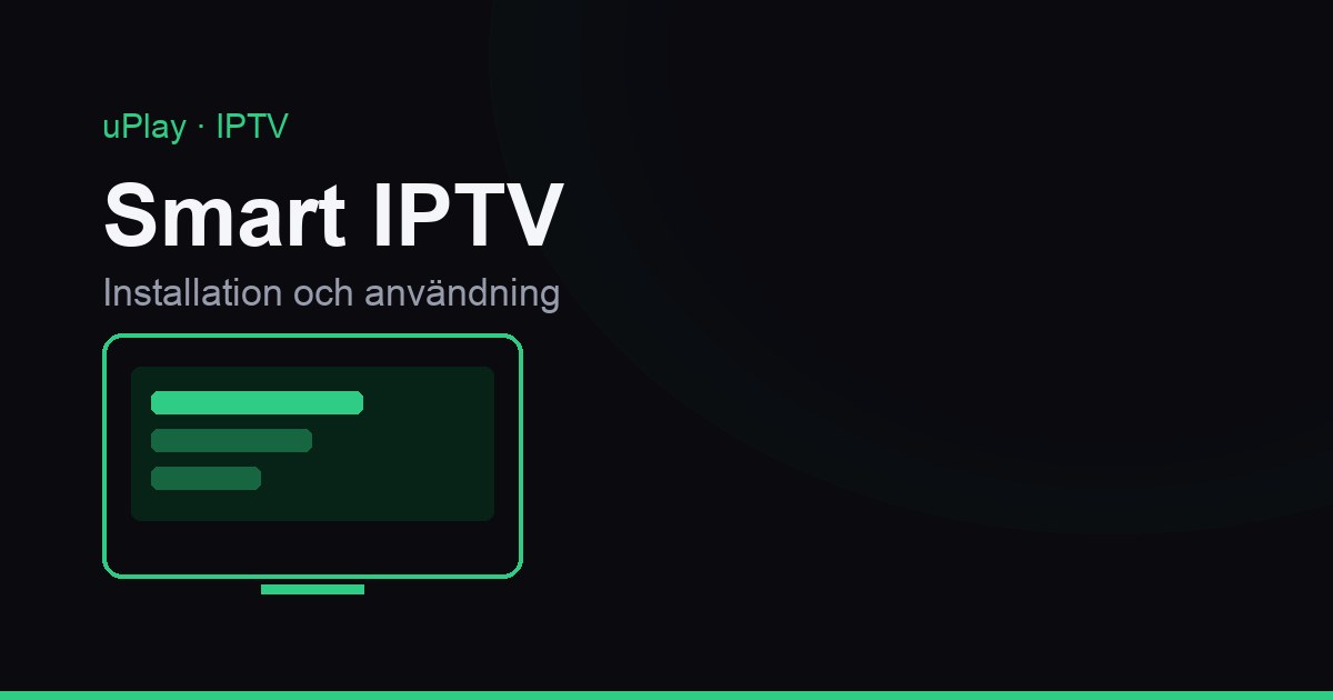 Smart IPTV-appen med kanallista och programguide på en smart TV i ett vardagsrum